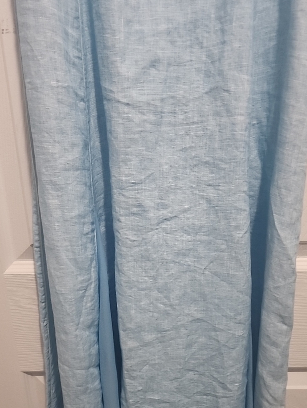 Women's Light Blue Linen-Blend Maxi Skirt